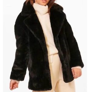 Boohoo CREAM Faux Fur Coat